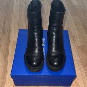 Stuart Weitzman Black Leather Platform Ankle Boots NORAH